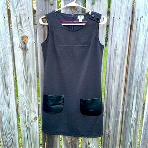 Black Dress with faux leather front pockets